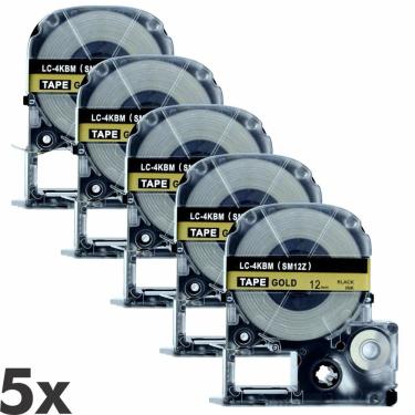 Imagem de 5x Fitas SM12Z LC-4KBM Para Rotulador Epson 12mm Dourada