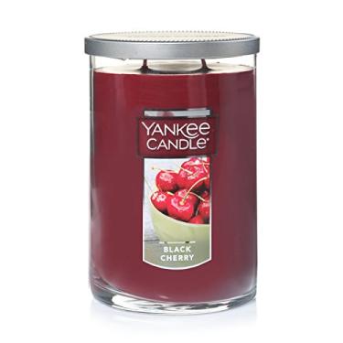 Imagem de Yankee Candle Vela clássica com aroma de cereja preta de 623 g com 2 pavios com mais de 75 horas de tempo de queima, ideal para encontros internos e feriados no outono