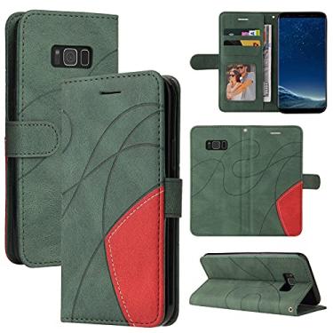 Imagem de Capa carteira para Samsung Galaxy S8 Plus, compartimentos para porta-cartões, fólio de couro PU de luxo anexado à prova de choque capa flip com fecho magnético com suporte para Samsung Galaxy S8 Plus (verde)