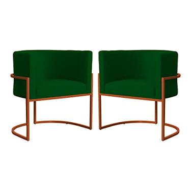 Imagem de Kit 02 Poltronas Decorativa Luana Base Bronze Suede Cores - DS Estofados
