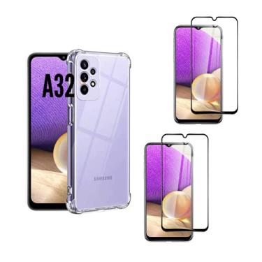 Imagem de Capinha Anti Queda Compatível Samsung A32 Tela 6.4 + 2 Películas Vidro 9D Cobre Toda Tela (NÃO SERVE A32 5G)