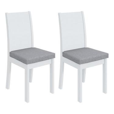 Imagem de Conjunto 2 Cadeiras Athenas Branco/Linho Cinza Claro - Móveis Lopas