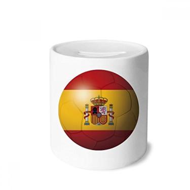 Imagem de DIYthinker Caixa de moedas de cerâmica com a bandeira nacional da Espanha, presente de cofrinho