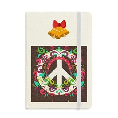 Imagem de Caderno com estampa de símbolo da paz colorido anti-guerra e sino