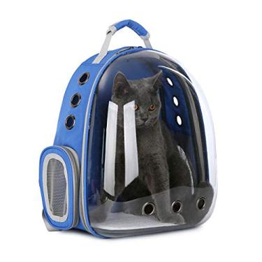 Imagem de LUFFYLIVE Mochila transportadora para gatos, mochila para animais de estimação, mochila portátil e respirável para carregar animais de estimação, impermeável, transparente, espaço respirável para filhotes viajando, acampamento e caminhadas