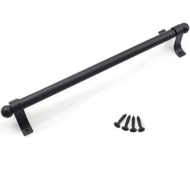 Imagem de Maçaneta da porta do celeiro Maçaneta da porta preta Puxador da porta e canetas para gaveta do armário deslizante Gaveta da garagem Maçaneta de entrada da garagem 196-360 mm Tamanho grande, estilo E