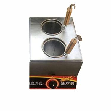 Imagem de Fritadeira comercial a gás, fritadeiras de grande capacidade de aço inoxidável 10L, potência de fogo ajustável para restaurante com cesta e tampa, fritadeira a ar para casa e comercial, conjunto B