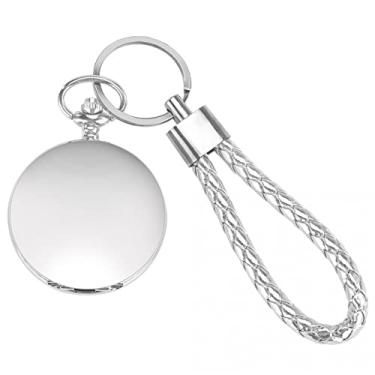 Imagem de ZALTAS Relógio de bolso de quartzo preto liso de prata vintage de couro corda corrente relógios pendentes