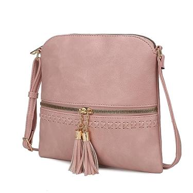 Imagem de MKF Bolsas transversais para mulheres, bolsas e bolsas de mão com borla – Bolsa carteiro lateral, Corina, rosa