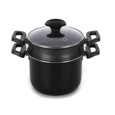 Imagem de Cuscuzeira Induct+ Preta 16 Cm 2,4 L Em Alumínio Com Revestimento Antiaderente Multiflon