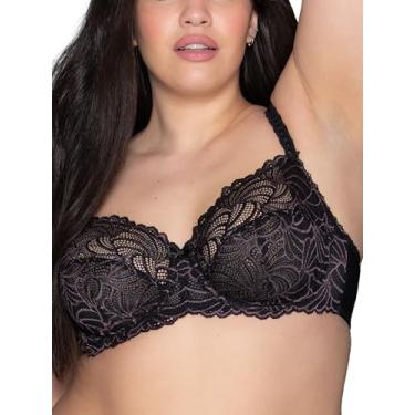 Imagem de Vanity Fair Sutiã feminino bonito de renda indulgência com aro, bojos não acolchoados para forma natural, tamanhos 32C-40G, Ônix preto Pampelune, 40G