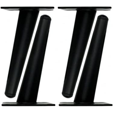 Imagem de 4 Pacotes De Pernas De Móveis Pretas, Pés De Substituição De Móveis De Metal Cônicos Inclinados, Pernas De Sofá De Tubo Redondo Cônico Para Armário De TV, Penteadeira, Armário De Mesa-,Preto,10cm,