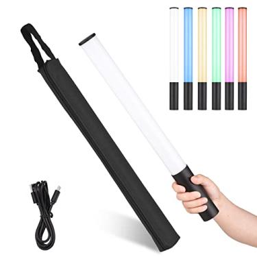 Imagem de Varinha de luz RGB para fotografia portátil Luz de vídeo bicolor Temperatura 2500K-9900K 12 níveis de brilho regulável com 7 tipos de efeitos de iluminação especiais Absorção magnética para estúdio
