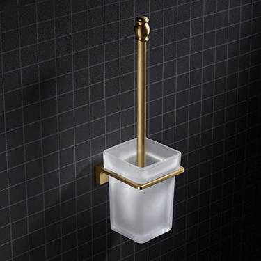 Imagem de Conjunto de acessórios de banheiro em bronze dourado escovado para toalha/Rack de papel/escova higiênica/secador de cabelo Ganchos Coner prateleira ferragens de banho, porta-escova de banheiro