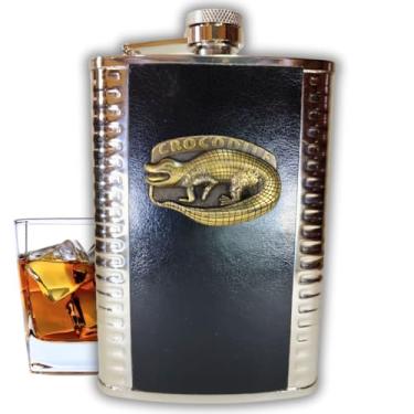Imagem de Cantil de Bolso Inox Porta Bebida Whisky Vodca 9Oz 266Ml (Crocodilo)