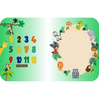 Imagem de Tapete Mesversário Cenário Para Foto Meses Do Bebê Safari Colorido