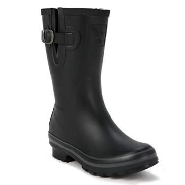 Imagem de Evercreatures Bota de chuva feminina impermeável até a panturrilha botas de chuva arco-íris com estampa fofa fwrain sapatos marca do Reino Unido, Todo preto, 35