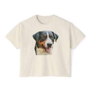 Imagem de Camiseta feminina quadrada grande Appenzeller Sennenhund, Marfim, G Plus Size