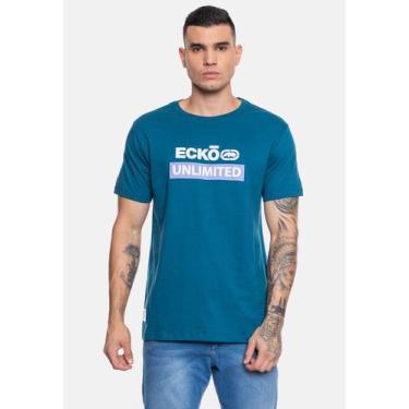 Imagem de Camiseta Ecko Masculino Fechado Flat Rhino Azul Tempestade