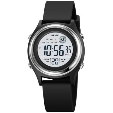 Imagem de Relógio de pulso esportivo digital moderno com luz de LED, cronômetro, calendário, 5 bar, impermeável, multifuncional, Z Preto, Esportivo