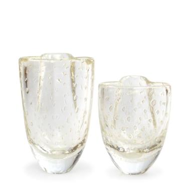 Imagem de Par de Vasinhos Trevo 2 e 3 Tela Transparente com Ouro Murano Cristais Cadoro