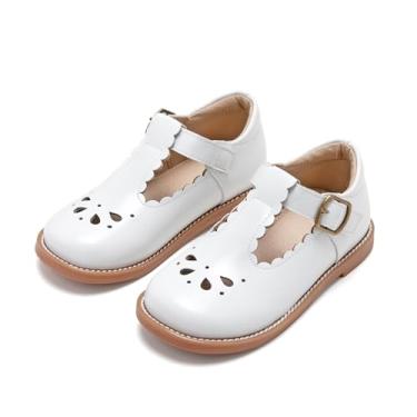 Imagem de ESTINE Vestido infantil com tira em T Oxford para meninas, Branco 3, 4 Big Kid
