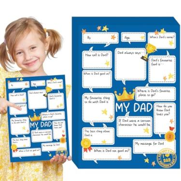 Imagem de Gilprop 28 peças cartões de dia dos pais preencher espaços em branco entrevista perguntas e respostas lembrança engraçado melhor pai dia dos pais cartões de felicitações para sala de aula crianças