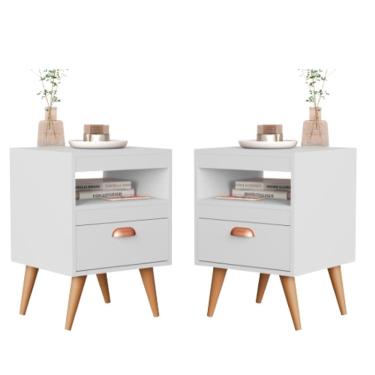 Imagem de Conjunto 2 Mesas de Cabeceira Sal Branco - Rede Móveis