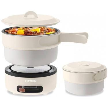 Imagem de Panela Elétrica Multifuncional 2 Litros com Alça Dobrável e Controle de Potência Dupla, 110V 600W, HYTRIC, Branca