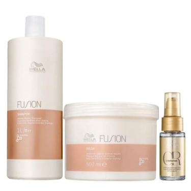 Imagem de Kit Wella Professionals Fusion Shampoo 1 Litro e Máscara 500gr + Oil R