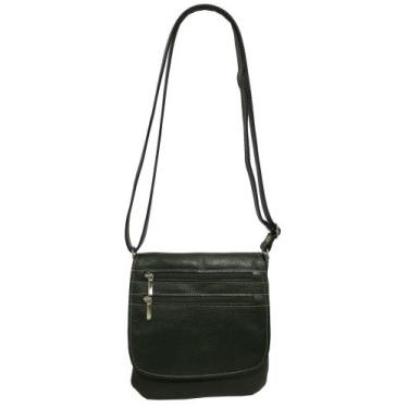 Imagem de Bolsa Em Couro Feminina Transversal Tampa Bls129 - Doras Bolsas, Verde