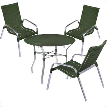 Imagem de Conjunto 3 Cadeiras e Mesa Alta Alumínio Para Área Externa Fortaleza F
