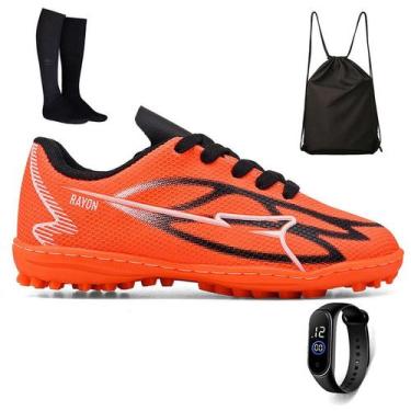 Imagem de Kit Chuteira Infantil Futebol Campo Society Meninos + Mochila + Meião 