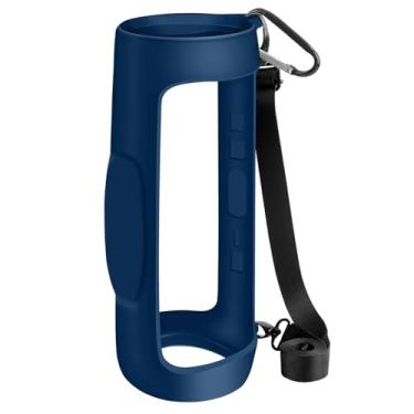 Imagem de Capa de silicone para caixa de som JBL Charge 4 portátil, impermeável, sem fio, Bluetooth, gel de viagem, bolsa de transporte de borracha à prova d'água com alça (azul)