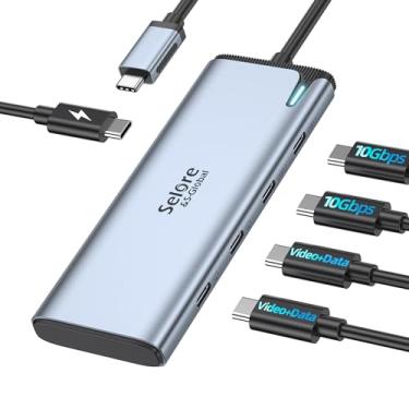 Imagem de Selore&S-Global Hub USB C USB C 4K/60Hz DP Modo Alt, Adaptador USB C Hub Multiportas com 2 saídas de vídeo USB C, transferência de dados de 10 Gbps, PD 100W, divisor USB C 5 em 1, hub USB C monitor