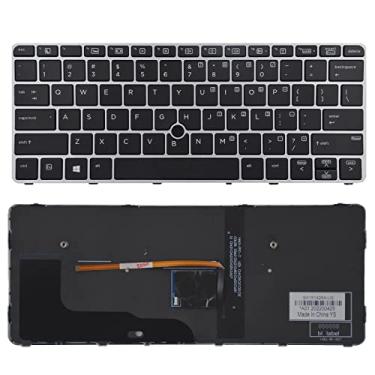 Imagem de SUNMALL Teclado de substituição com retroiluminação e trackpoint compatível com HP EliteBook 725 G3 725 G4 820 G3 820 G4 828 G4 826631-001 815391-001 com moldura prata layout EUA