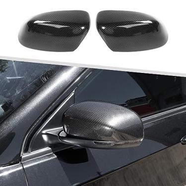 Imagem de Jimen Compatível com Jeep Cherokee 2014-2023 / Jeep Compass 2017-2023, acabamento da tampa do espelho retrovisor da porta lateral (fibra de carbono)