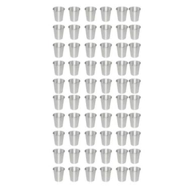 Imagem de Kit 60 Copos Alumínio Polido Reforçado Merenda Escolar 300ml - Okaysho