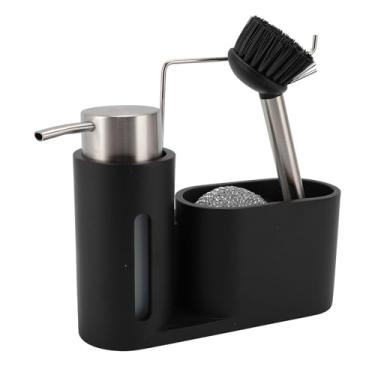 Imagem de Conjunto de Dispensador de Saboneteira, Resina de Qualidade e Aço Inoxidável, Uso Multifuncional, Design Compacto, Lindo, Dispensador de Sabonete para Pia para Cozinha,