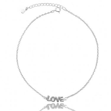 Imagem de Tornozeleira Corrente Love Banhada a Prata Semijoia - Dril Semijoias