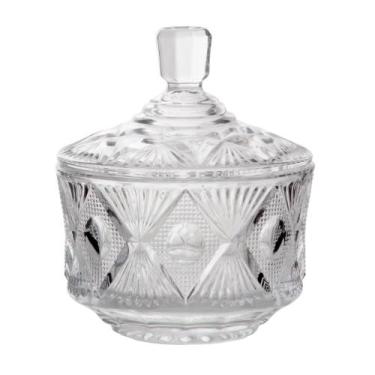 Imagem de Bomboniere De Vidro Com Tampa 15cm Mesa Escritório Trabalho - Gira