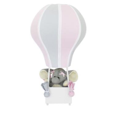 Imagem de Abajur Balãozinho Cintura Elefante Rosa Com Cinza Quarto Bebê Infantil