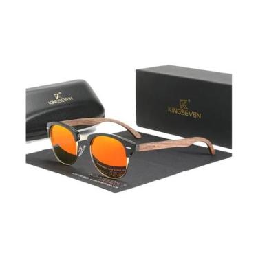 Imagem de Óculos de Sol Polarizados UV400 de Madeira - Estilo Retrô para Homens 