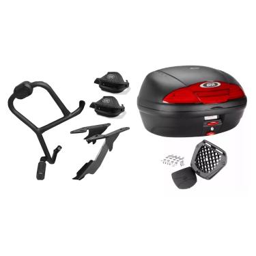 Imagem de Protetor Carenagem + Protetor Mao + Bagageiro Lander 2019 Scam + Bau Givi 45L E450n