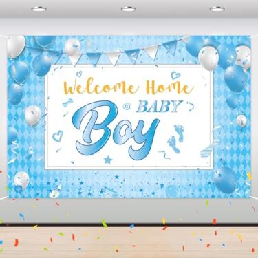 Imagem de RoadSea Faixa de fundo It's a Boy - Fundo de festa revelador de gênero - Decorações de fundo de fotografia de festa de boas-vindas para bebês meninos - 1,8 x 1,2 m