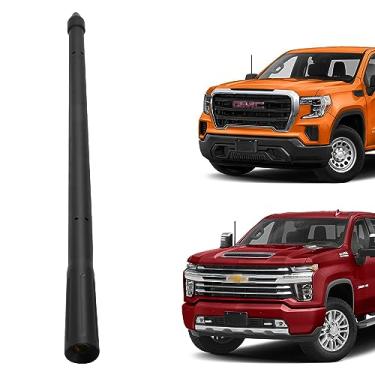 Imagem de Antena curta tipo foguete de 28 cm adequada para Chevy Silverado 1500 2500 3500 | Acessórios GMC Sierra 1500 2500 3500 – Substituição de antena de borracha flexível, à prova de lavagem de carro,