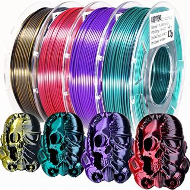 Imagem de LOCYFENS Filamento de Impressora 3D, Filamento Pla de Coextrusão 2 Em 1 1,75 Mm +/- 0,02 Mm, Filamento de Cor Dupla Pla de Seda Preto + Roxo/Ouro/Verde/Rosa Vermelha, Pacote de Filamento 3D 200G X 4 C