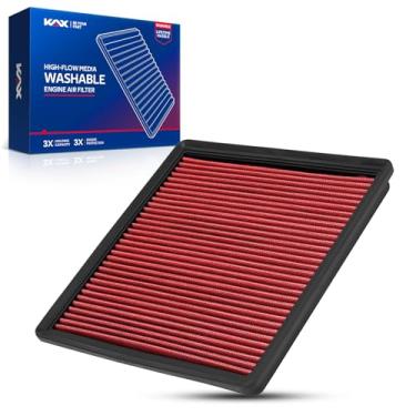 Imagem de KAX Filtro de ar de motor lavável premium, substituição reutilizável 33-2385 para Ford Expedition 2007-2008 2015-2024, Lincoln Navigator 2007-2008 2015-2024, reutilizável, aumenta a potência e o
