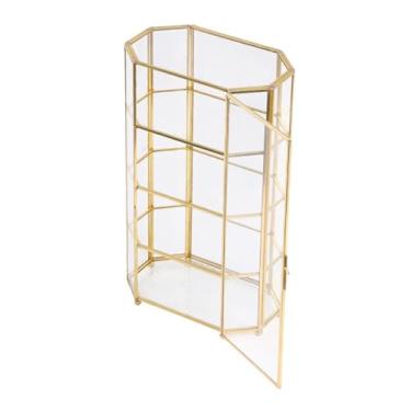 Imagem de kowaku Caixa de jóias de vidro organizador de lembrança geométrica exibição de jóias caixa decorativa para quarto pulseira