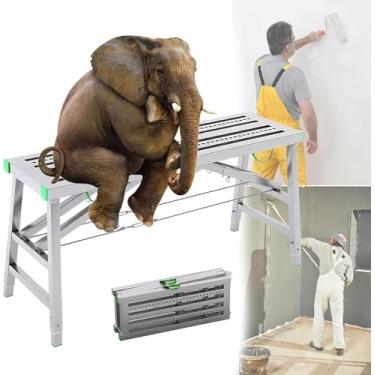 Imagem de Plataforma de trabalho ajustável em altura escada, plataforma de trabalho dobrável portátil, torre, escada, banco de trabalho para melhoria da casa, ferramenta de andaime de altura ajustável de aço